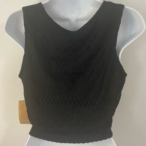 Black Paper Crane Crop Top